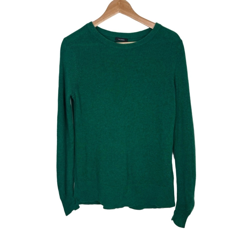 Halogen Sweater Womens XS Emerald Green Crewneck Cashmere Quiet Luxury Holiday
